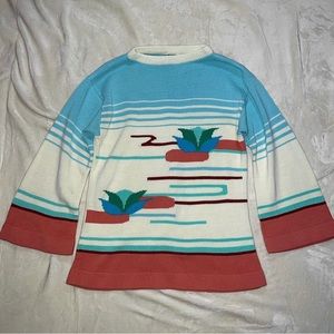 Vintage lily pond flare sleeve sweater